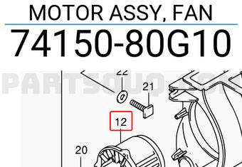 Suzuki 7415080G10 MOTOR ASSY, FAN