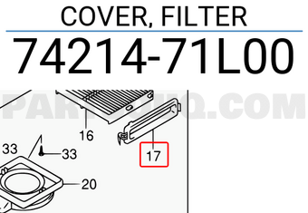 Suzuki 7421471L00 COVER, FILTER