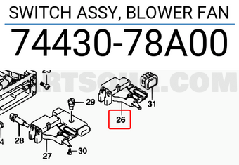Suzuki 7443078A00 SWITCH ASSY, BLOWER FAN