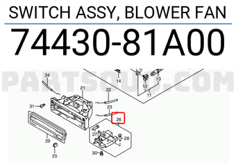 Suzuki 7443081A00 SWITCH ASSY, BLOWER FAN