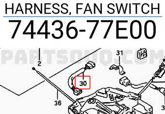 Suzuki 7443677E00 HARNESS, FAN SWITCH