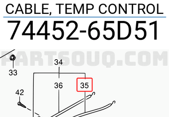 Suzuki 7445265D51 CABLE, TEMP CONTROL