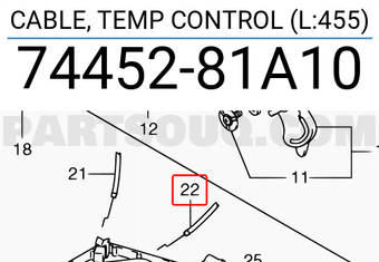 Suzuki 7445281A10 CABLE, TEMP CONTROL (L:455)
