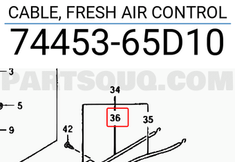 Suzuki 7445365D10 CABLE, FRESH AIR CONTROL