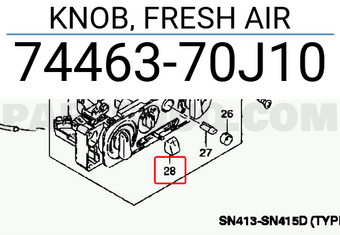 Suzuki 7446370J10 KNOB, FRESH AIR