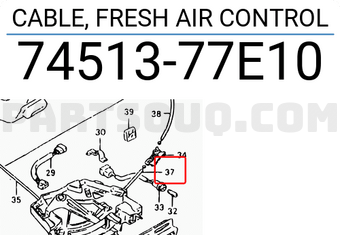 Suzuki 7451377E10 CABLE, FRESH AIR CONTROL