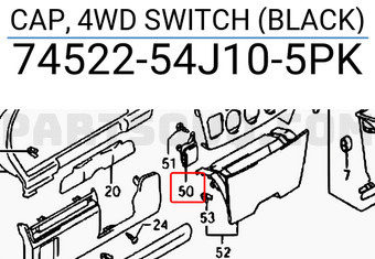 Suzuki 7452254J105PK CAP, 4WD SWITCH (BLACK)