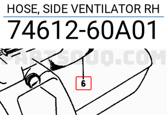 Suzuki 7461260A01 HOSE, SIDE VENTILATOR RH