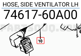 Suzuki 7461760A00 HOSE, SIDE VENTILATOR LH