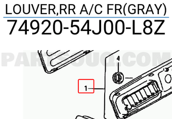 Suzuki 7492054J00L8Z LOUVER,RR A/C FR(GRAY)