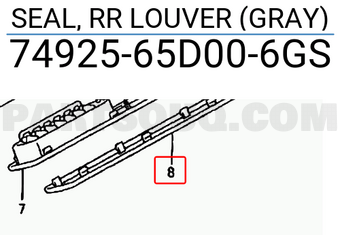 Suzuki 7492565D006GS SEAL, RR LOUVER (GRAY)