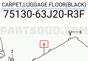 Suzuki 7513063J20R3F CARPET,LUGGAGE FLOOR(BLACK)