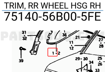 Suzuki 7514056B005FE TRIM, RR WHEEL HSG RH