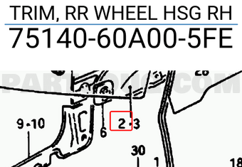 Suzuki 7514060A005FE TRIM, RR WHEEL HSG RH
