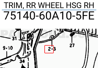 Suzuki 7514060A105FE TRIM, RR WHEEL HSG RH