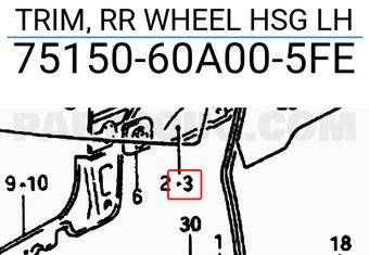 Suzuki 7515060A005FE TRIM, RR WHEEL HSG LH