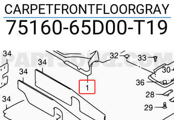 Suzuki 7516065D00T19 CARPETFRONTFLOORGRAY