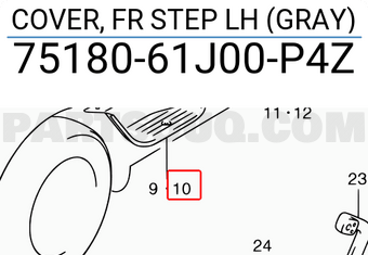 Suzuki 7518061J00P4Z COVER, FR STEP LH (GRAY)
