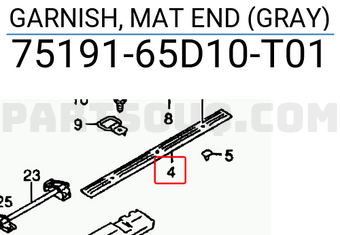Suzuki 7519165D10T01 GARNISH, MAT END (GRAY)
