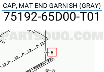 Suzuki 7519265D00T01 CAP, MAT END GARNISH (GRAY)