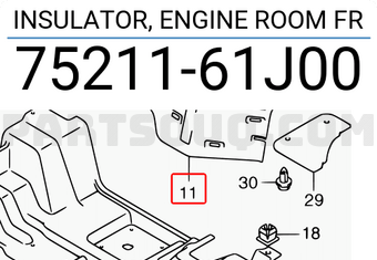 Suzuki 7521161J00 INSULATOR, ENGINE ROOM FR