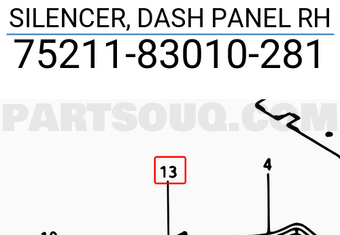 Suzuki 7521183010281 SILENCER, DASH PANEL RH