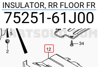 Suzuki 7525161J00 INSULATOR, RR FLOOR FR