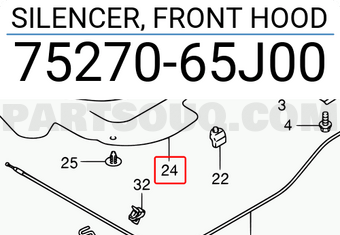 Suzuki 7527065J00 SILENCER, FRONT HOOD