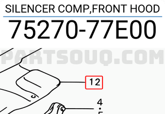 Suzuki 7527077E00 SILENCER COMP,FRONT HOOD