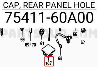 Suzuki 7541160A00 CAP, REAR PANEL HOLE
