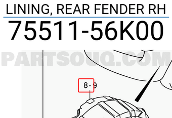 Suzuki 7551156K00 LINING, REAR FENDER RH