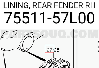 Suzuki 7551157L00 LINING, REAR FENDER RH
