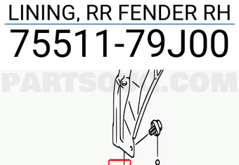 Suzuki 7551179J00 LINING, RR FENDER RH