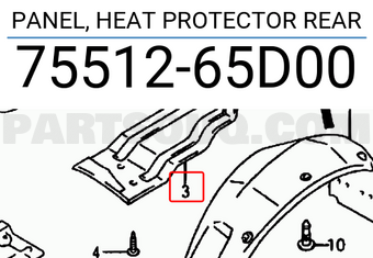 Suzuki 7551265D00 PANEL, HEAT PROTECTOR REAR