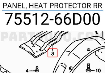 Suzuki 7551266D00 PANEL, HEAT PROTECTOR RR