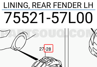 Suzuki 7552157L00 LINING, REAR FENDER LH