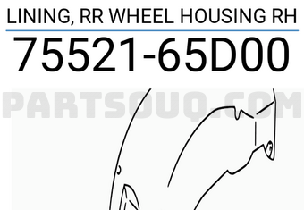Suzuki 7552165D00 LINING, RR WHEEL HOUSING RH