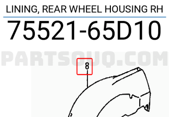 Suzuki 7552165D10 LINING, REAR WHEEL HOUSING RH
