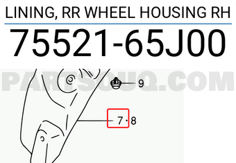 Suzuki 7552165J00 LINING, RR WHEEL HOUSING RH