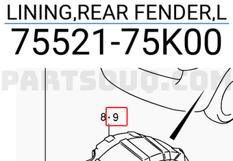 Suzuki 7552175K00 LINING,REAR FENDER,L