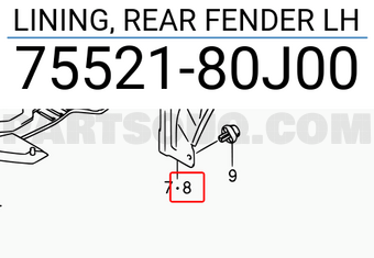 Suzuki 7552180J00 LINING, REAR FENDER LH