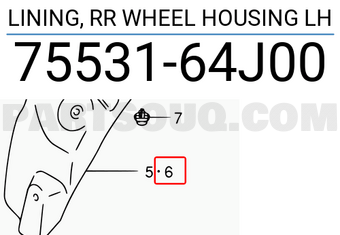 Suzuki 7553164J00 LINING, RR WHEEL HOUSING LH