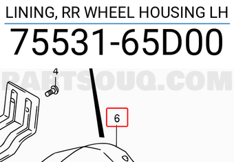 Suzuki 7553165D00 LINING, RR WHEEL HOUSING LH