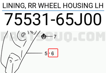 Suzuki 7553165J00 LINING, RR WHEEL HOUSING LH