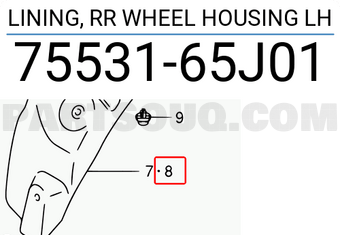 Suzuki 7553165J01 LINING, RR WHEEL HOUSING LH