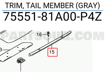 Suzuki 7555181A00P4Z TRIM, TAIL MEMBER (GRAY)