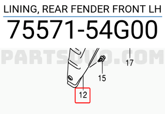Suzuki 7557154G00 LINING, REAR FENDER FRONT LH