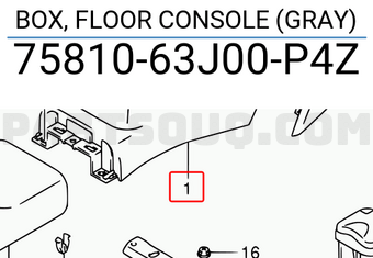 Suzuki 7581063J00P4Z BOX, FLOOR CONSOLE (GRAY)