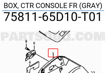 Suzuki 7581165D10T01 BOX, CTR CONSOLE FR (GRAY)