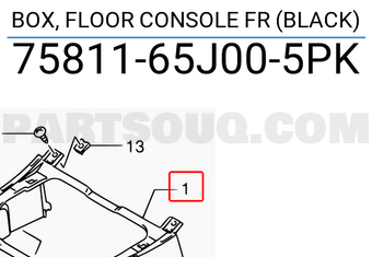 Suzuki 7581165J005PK BOX, FLOOR CONSOLE FR (BLACK)